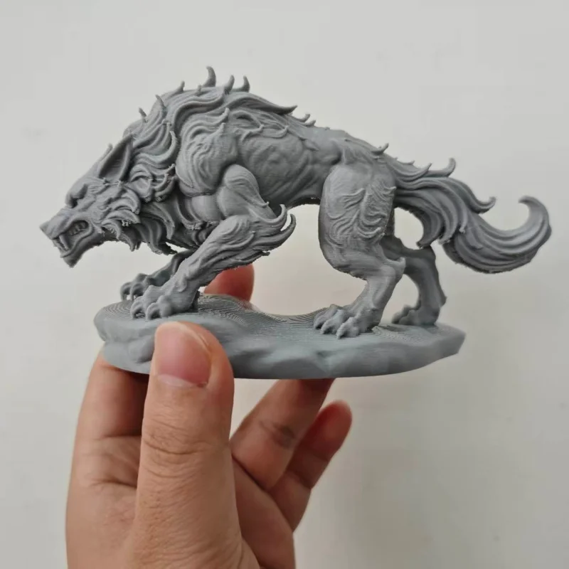 3D Printed Giant Wolf Miniature Figurine Matte Gray Fantasy Beast Model for Tabletop Game Desk Decor Collector Gift