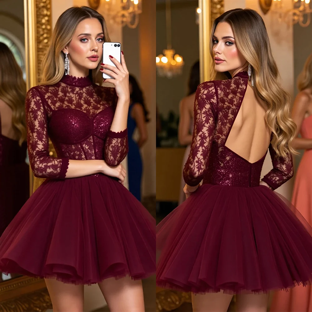 High Quality Customized High Collar Lace A-line Backless Vestidos Elegantes Para Mujer Para Una Boda Платье Корейский Стиль 원피스