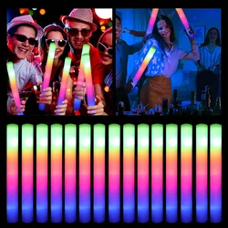 Colorful RGB Glow Foam Sticks, Cheer Tube, Dark Light para o Natal, Aniversário, Fontes de festa de casamento, Bulk, 15 Pcs, 30Pcs