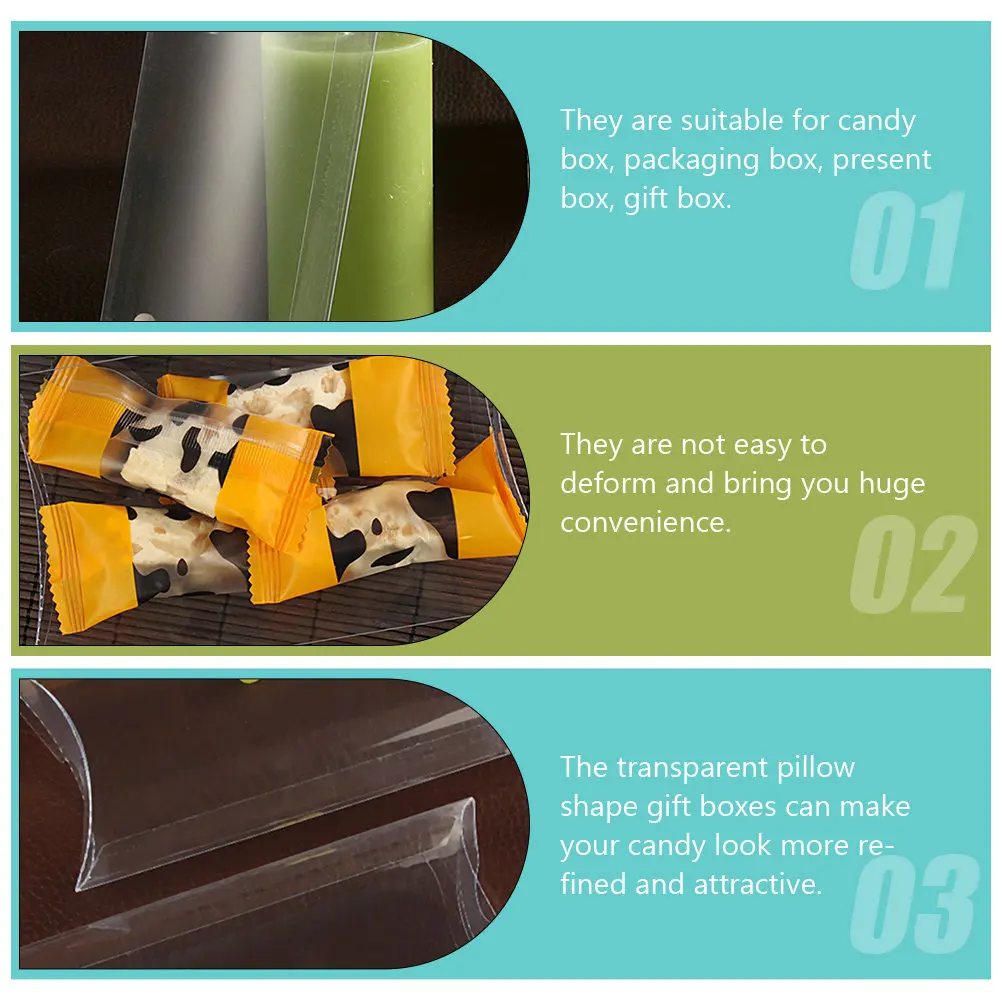 

50 шт. уникальных прозрачных коробок для конфет в форме подушки, тщательно обработанные, подарочные коробки для хранения сладостей, печенья, шоколада