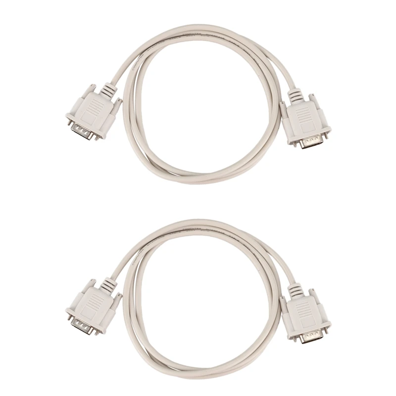 2X 1.4M RS232 DB9 9 Pin Male To VGA Video 15 Pin Male Adapter Cable Light Gray