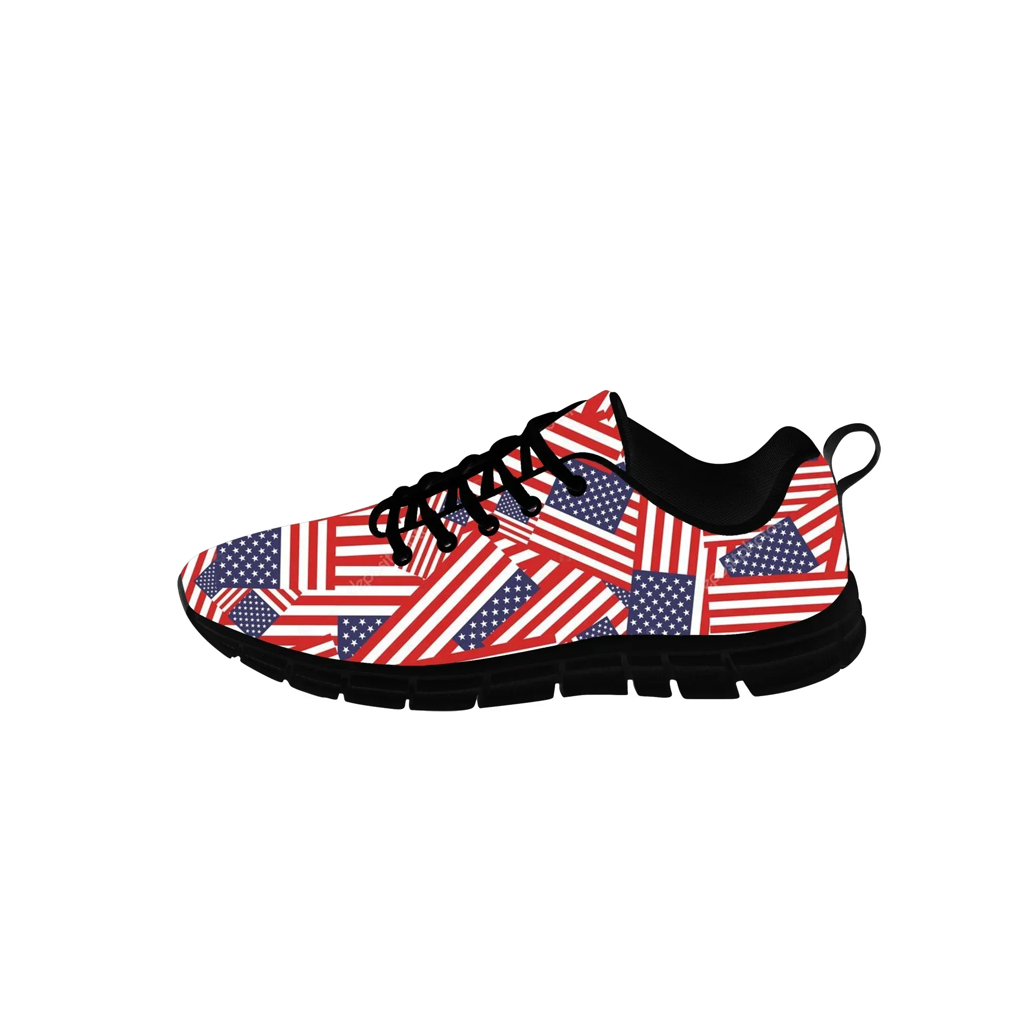 Hot American Flag Sports Shoes Mens Womens Teenager Sneakers Casual Custom High Quality Couple Shoes Latest Black Running Shoes
