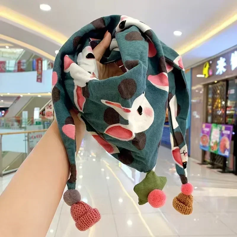 Cotton Baby Triangle Scarf Autumn Winter Warm Windproof Neckerchief Kids Mouth Towel Cute Cartoon Boys Girls Children's Scarf