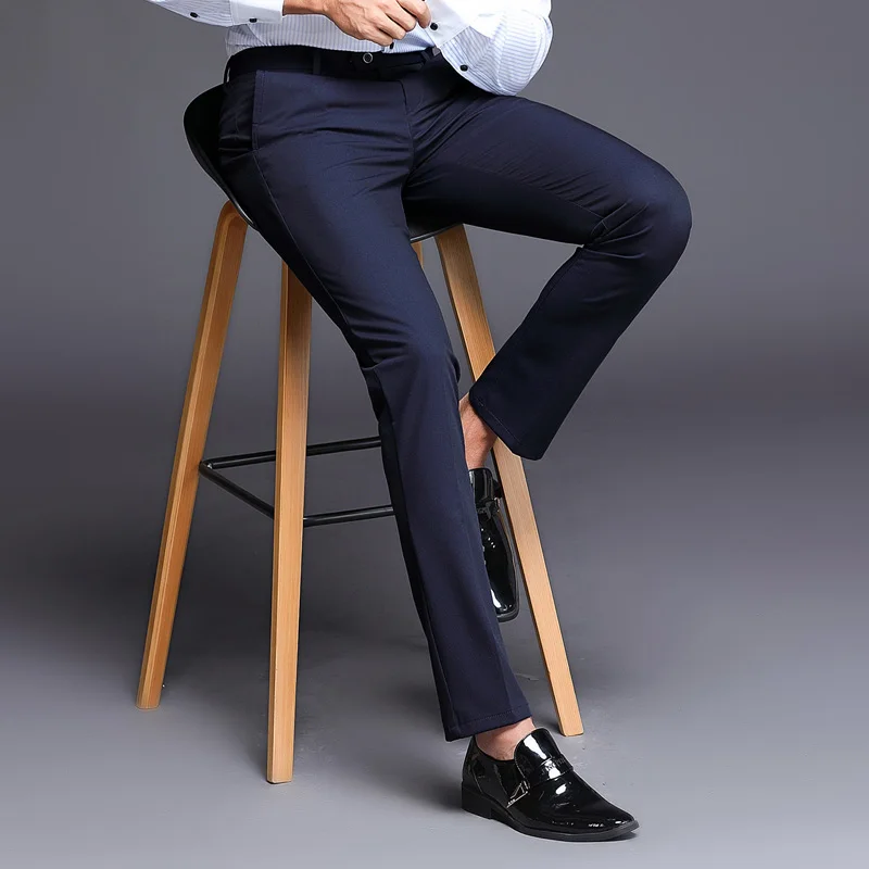 Summer men's casual pants new solid color trend Korean version Simplicity business straight leg pants men's slim fit suit pants