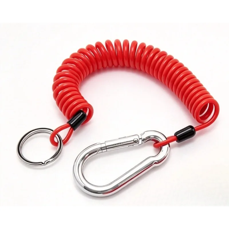 Red Safety Brake Trailer Breakaway Switch Cable 12V DC Coiled Spring 6FT Easy Install for Trailer Boat RV Towing Accessories