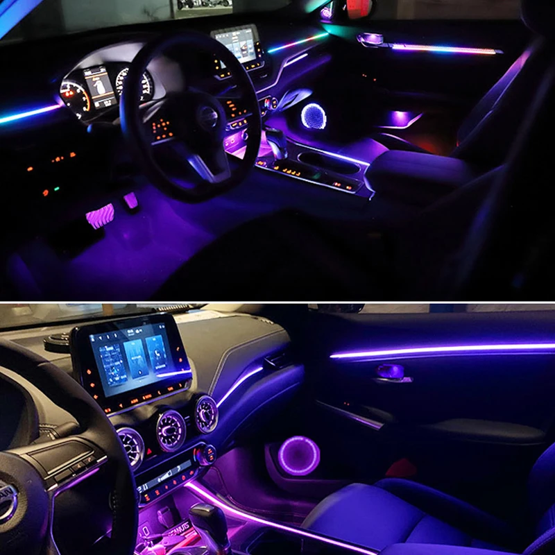 الاكريليك الداخلية سيارة LED أضواء الشريط مع APP وبعيد سيارة USB المحيطة أضواء قطاع النيون جو مصباح الديكور مزامنة الموسيقى #3