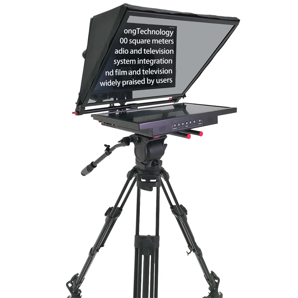 

24G Manufacturer Supply Studio embedded computer broadcast grade Teleprompter with 24 inch Monitor and caster tripod