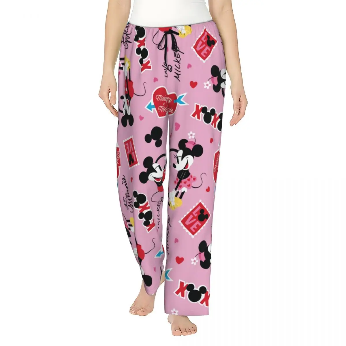 

Womens Cartoon Animation Minnie Mickey Mouse Pajama Pants Custom Print Sleep Sleepwear Bottoms with Pockets