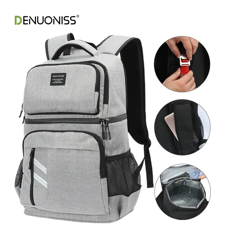 Outdoor Wat-erproof Pi-cnic Lunch Backpack Double-Layer Insulated Cam-ping Cooler B-ag
