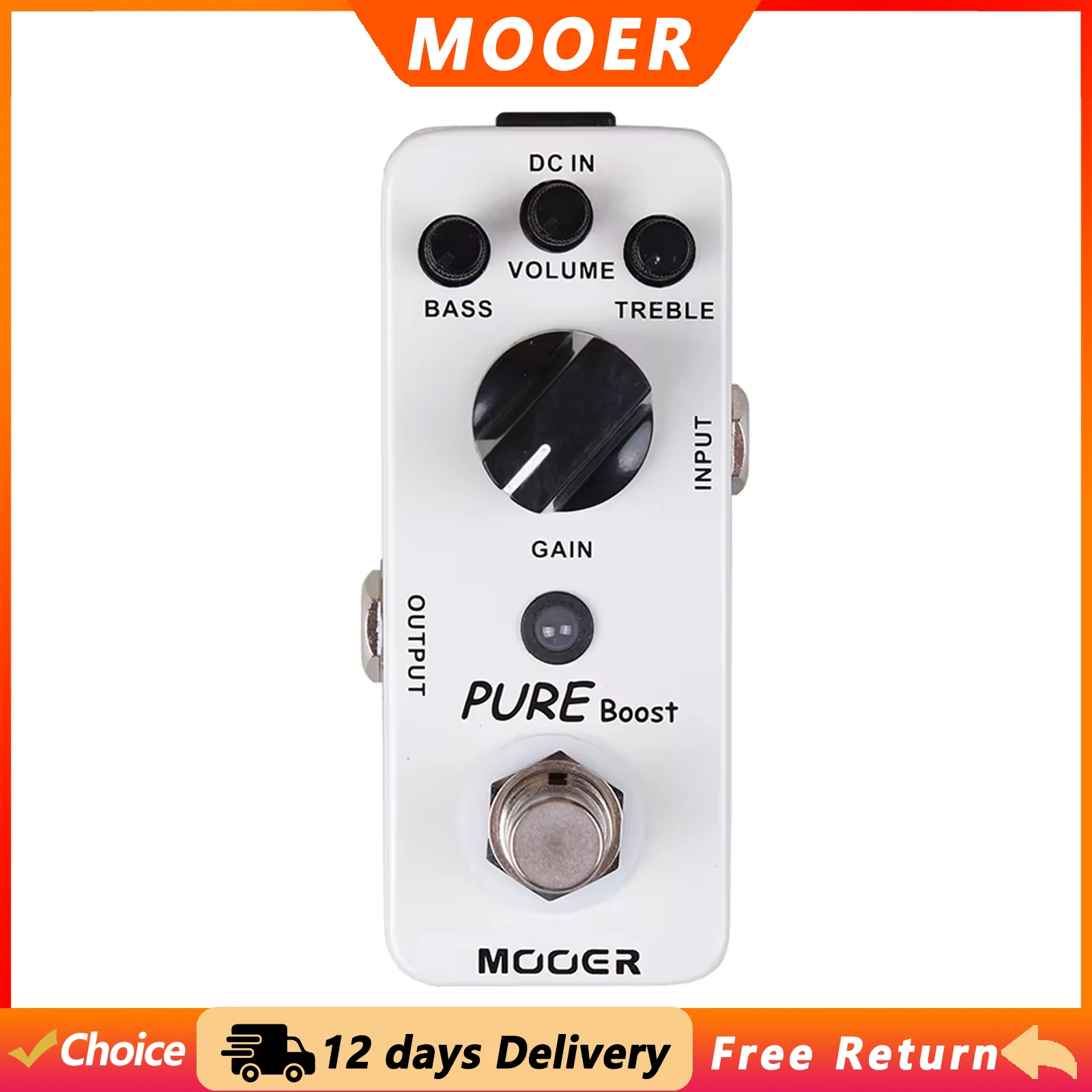 MOOER Pure Boost Guitar Booster Effect Pedal True Bypass Clean Boost Pedal Metal Shell Pedal Electric Guitar Parts & Accessories