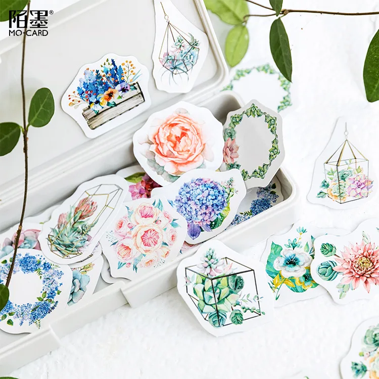 46 Pcs/Set Flowers And Plants Paper Sticker Decoration DIY Handmade Arts Craft Sticker Christmas Gift