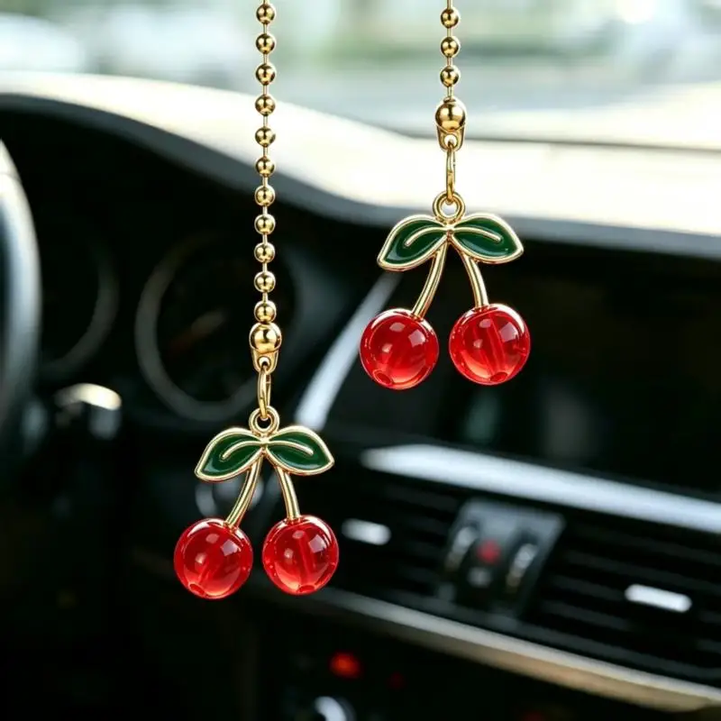 1Pcs Car Rearview Cherry Mirror Pendant Pendant Cute Auto Interior Decor Gifts For Women Decoraction Hanging Ornaments Gifts