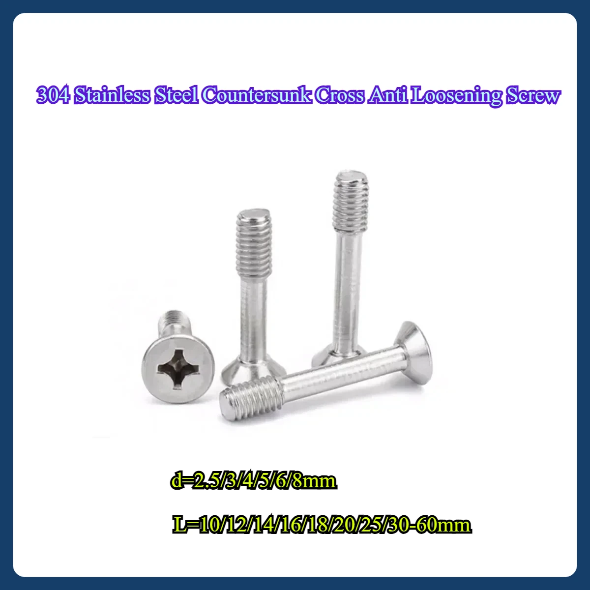 

304 Stainless Steel Countersunk Cross Anti Loosening Screw / Flat Head Half Tooth Bolt M3M4M5M6