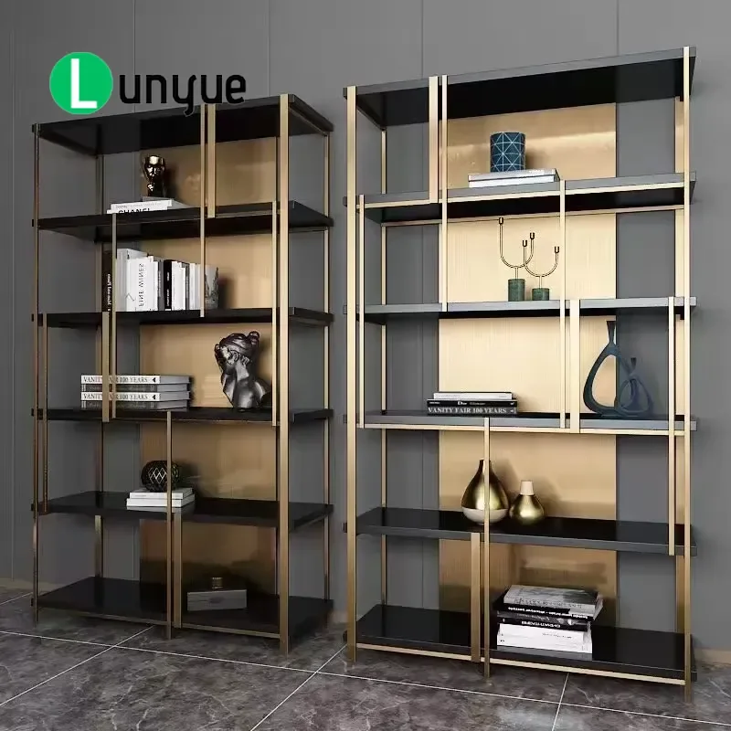 Luxury High-quality Stainless Steel Metal Storage Display Shelf Storage Multi-layer Bookcase