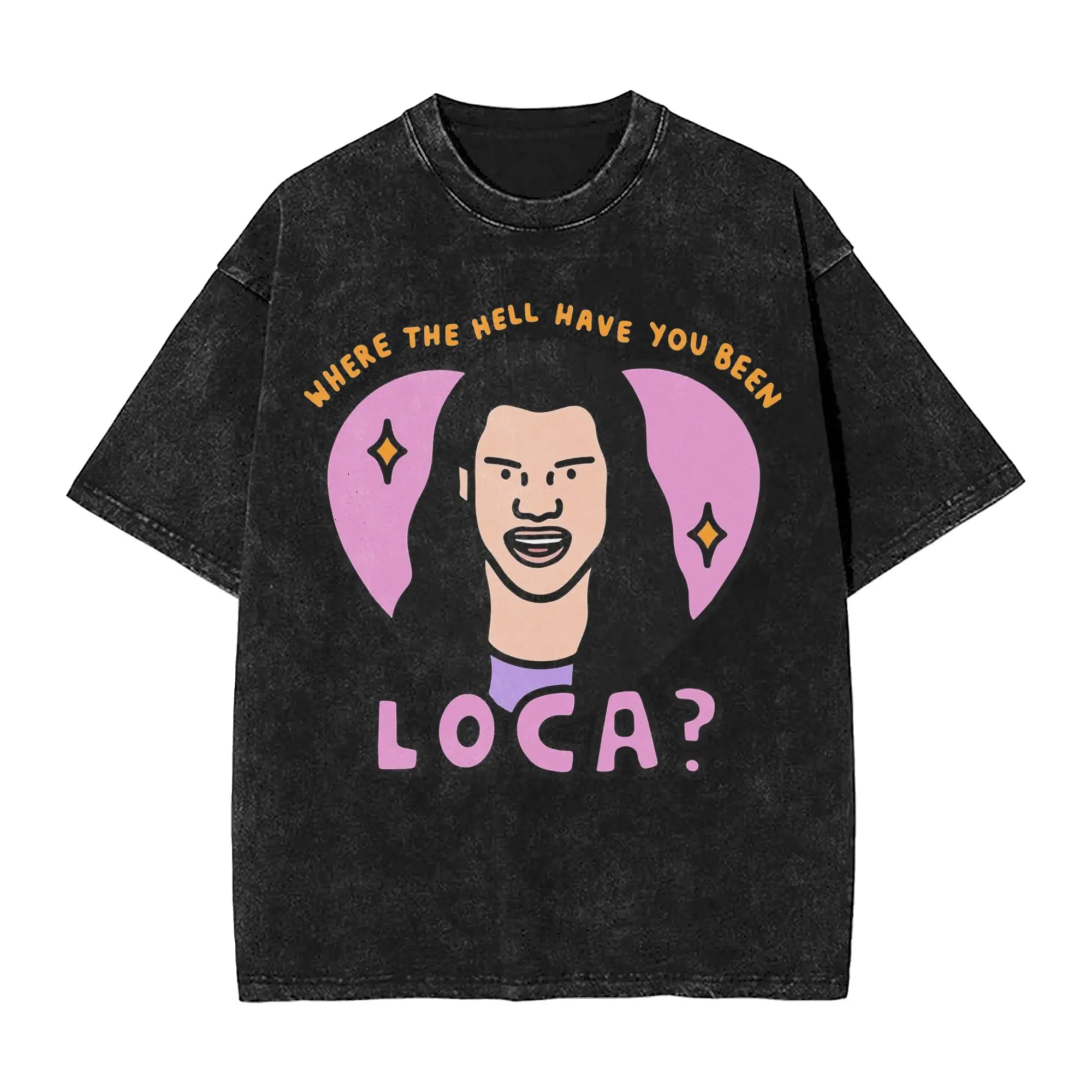 

Washed T Shirts Where The Hell Have You Been Loca Twilight Hip Hop Retro T-Shirt Oversize Streetwear Cotton Printed Tees Men