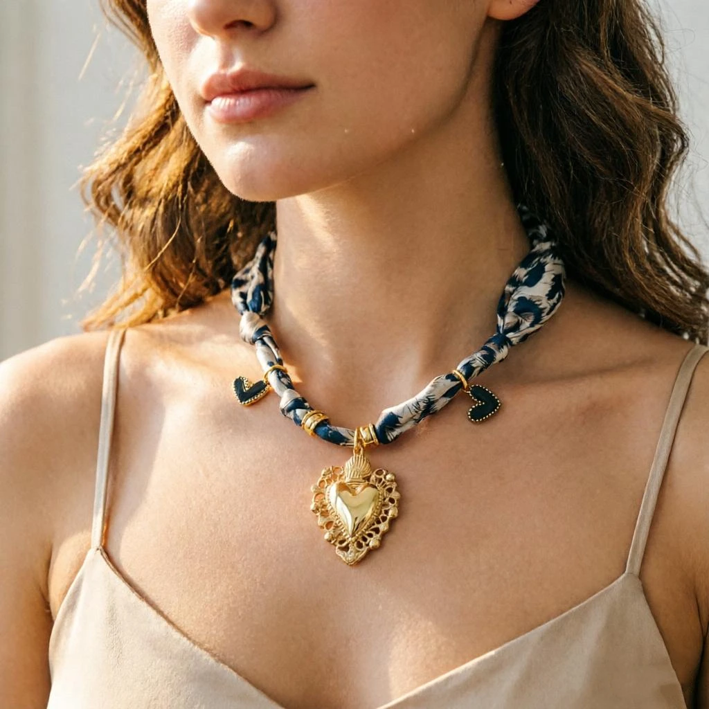Trendy Scarf Necklaces for 2025 with Multi Charms Cherry, Flower, Hearts, Sun, Butterfly, Women Necklace Accessory