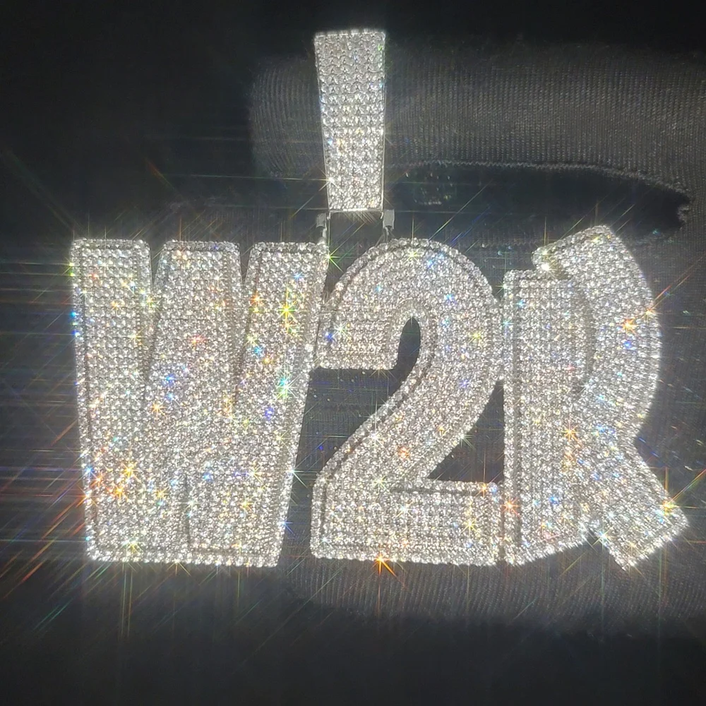 Custom Moissanite Name Number Pendant Pave 0.1 Carat 0.3CT Iced Out Diamond Letter Necklace Hip Hop Chain VVS D Color Jewelry