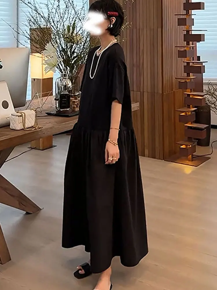 Bla Long Svel Dr femmes été 2025 Simple t-shirt style décontracté Dr viande dissimulant fleur bourgeon jupe coréenne Sle ample...