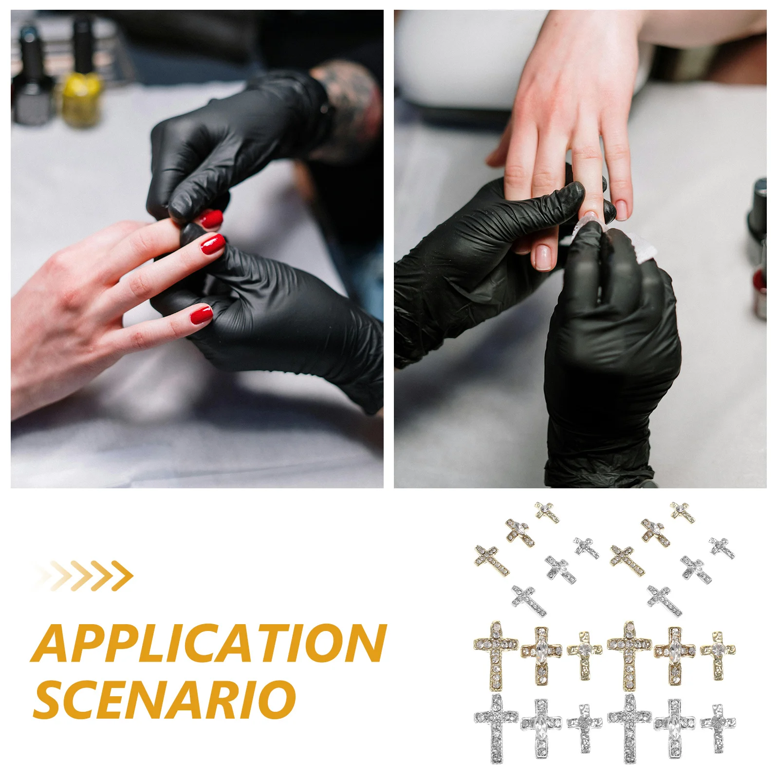 

60Pcs 3D Nail Charms Rhinestone Cross Decorations Exquisite Craftsmanship Professional Salon Use Cross Nail Charm