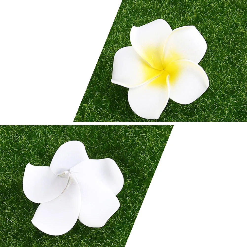 

100Pcs 5Cm Eva Foam Plumeria Flowers Realistic Simulation Floral Hair Accessories for Luau Party Church Dancing Wedding