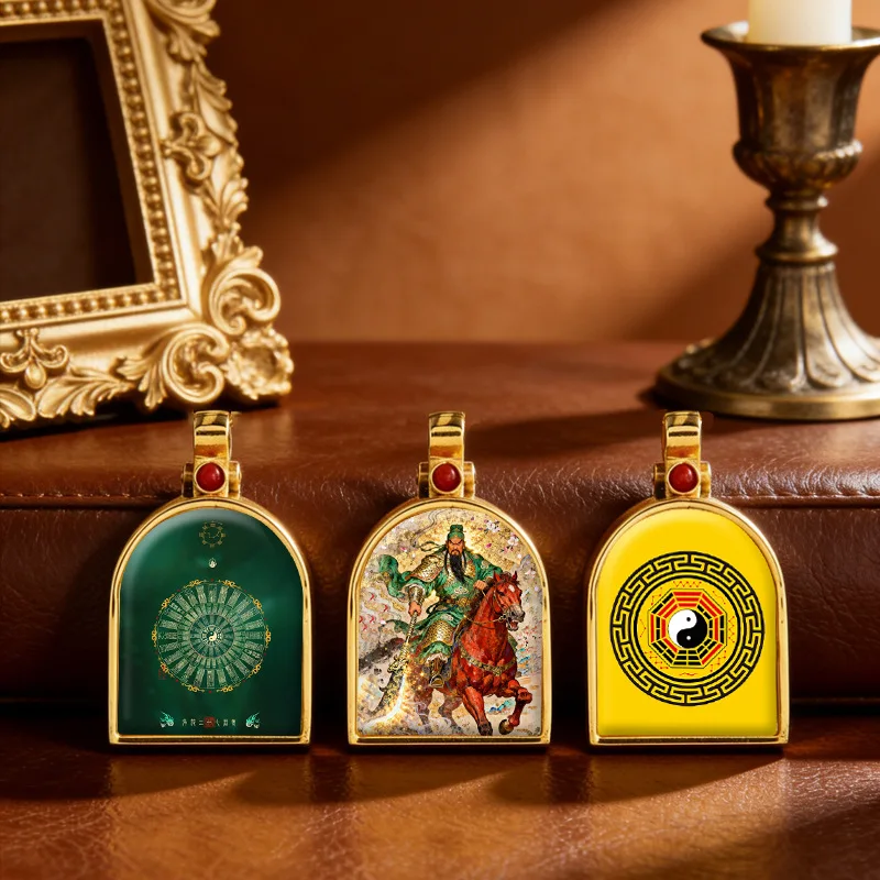 Taoist pattern pendant jewelry Guan Gong Zhao Gongming Zhenwu can be opened and closed fixed picture accessories small pendant
