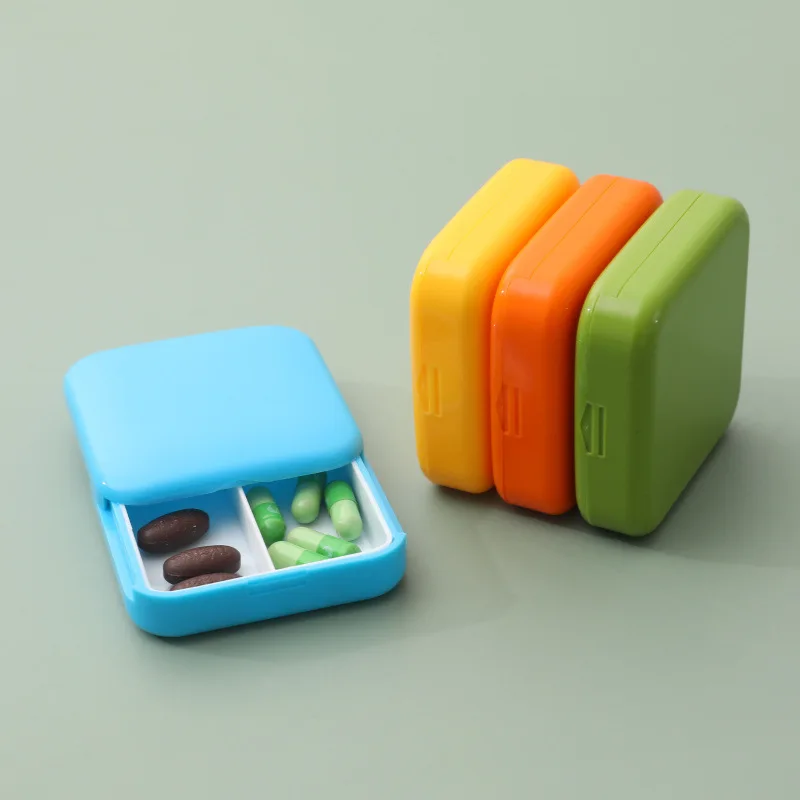 Mini Small Portable Travel Vitamin Box Medicine Cases Container Organizer Storage Waterproof 7 Days 2 Grids Medicine Fish Oils