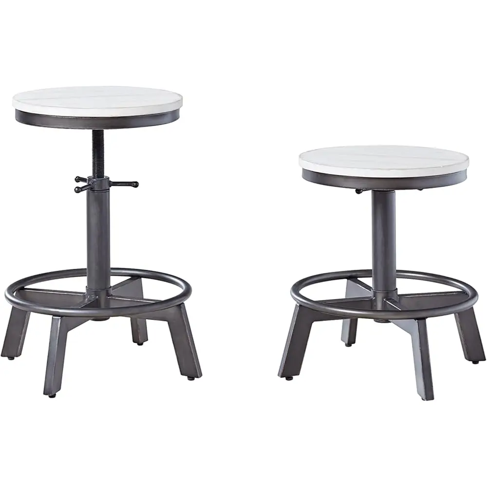 

Torjin Industrial Adjustable Height Counter Barstool, 2 Count, White & Black