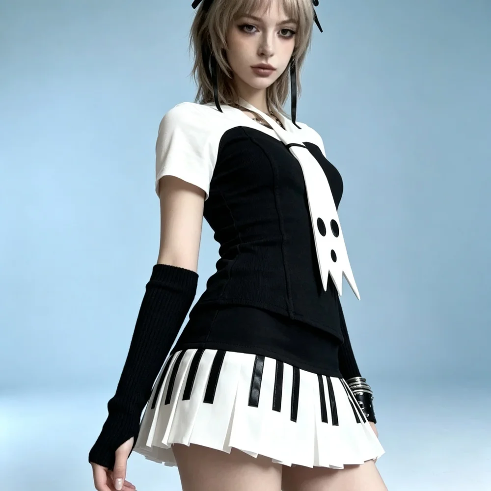 Ballet Mini Skirt Women Balletcore Ballerina Poise Graceful Swirl Twirl Cream Black High Rise Pleated A Line Piano Key Vibe