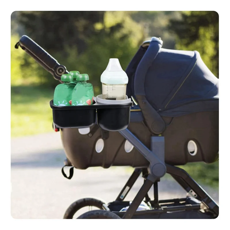 

ABUM-Stroller Snack Holder, Stroller Cup Holder With Snacks Holder, Universal Stroller Snack Catcher And Drinks Holder