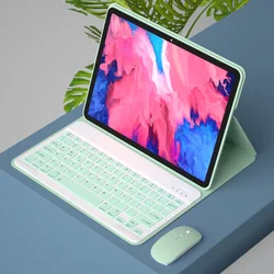 Funda de teclado para Lenovo Tab P11 Plus, carcasa desmontable con ratón inalámbrico, Color caramelo, Silm LeaLWther, para TB-J606F y TB-J606X