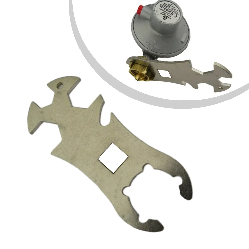 1pc Gas Bottle Wrench Stainless Steel Gas Cylinder Wrench For Outdoors Portable Cooking Gas Conditioning Tools Replacement Parts