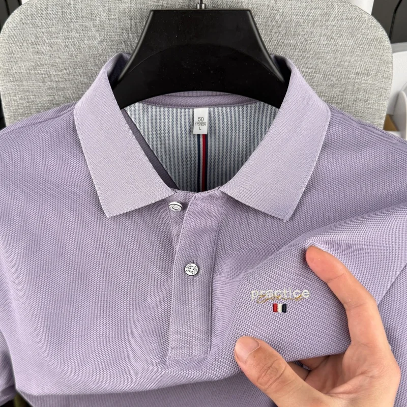 100% pure cotton high-end brand men's short sleeved polo shirt summer luxury fashion letter embroidery golf top casual T-shirt