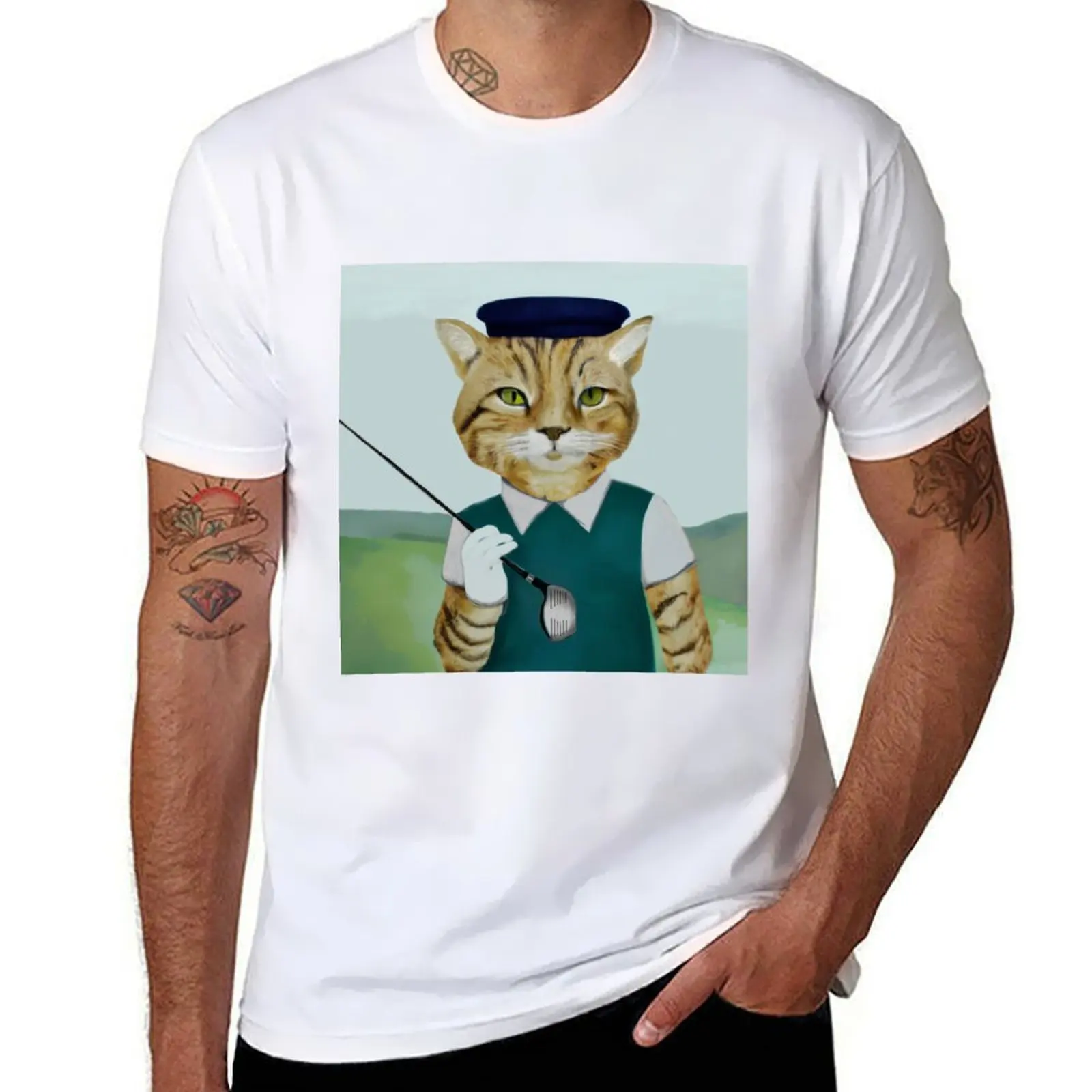 

Pro Golfer Cat T-Shirt t shirt custom print t shirt man plain t shirts cotton 100% T-shirt