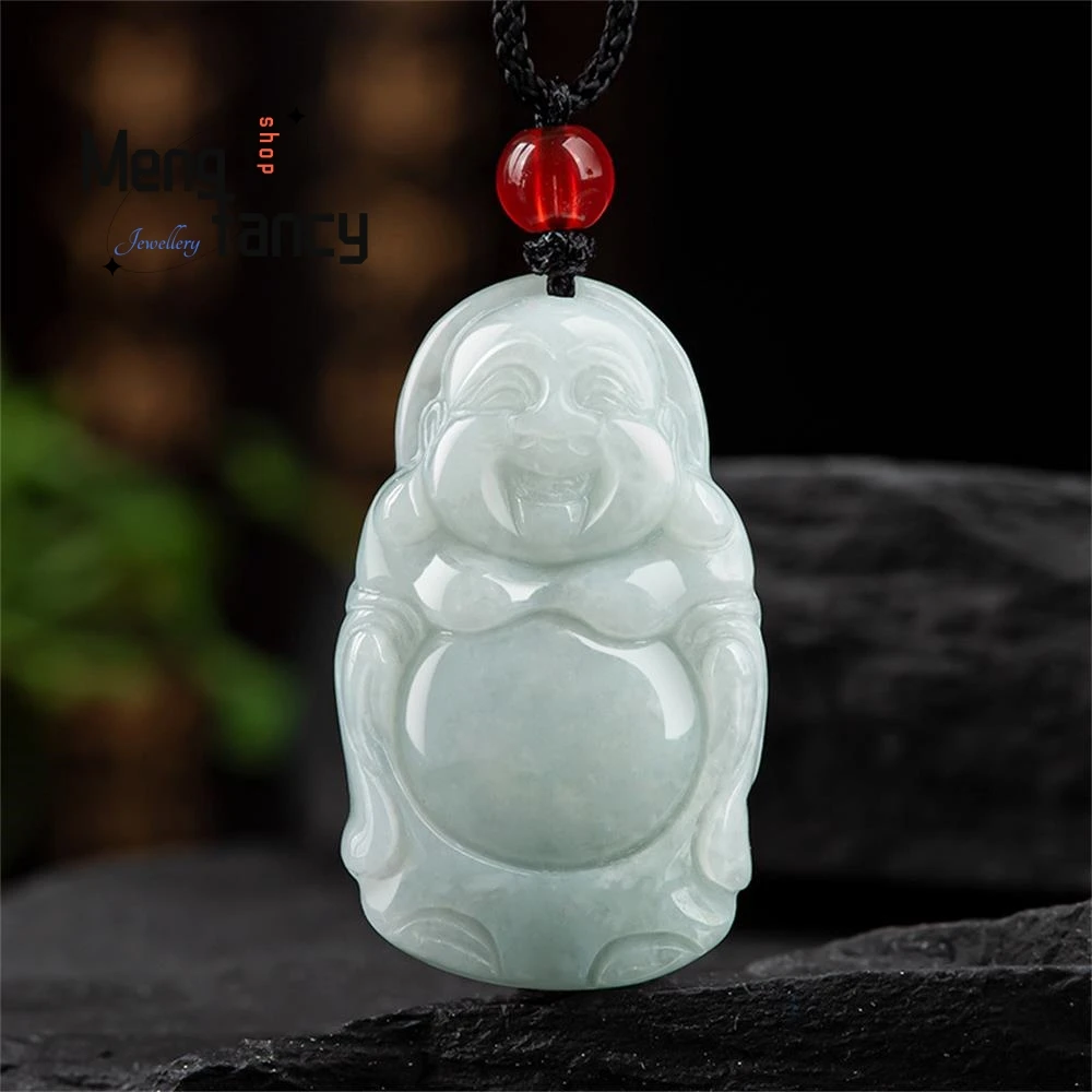 

High-grade Natural Myanmar A-goods Jadeite Buddha Maitreya Icy Jade Pendant Exquisite Buddhist Amulet High-grade Fashion Jewelry