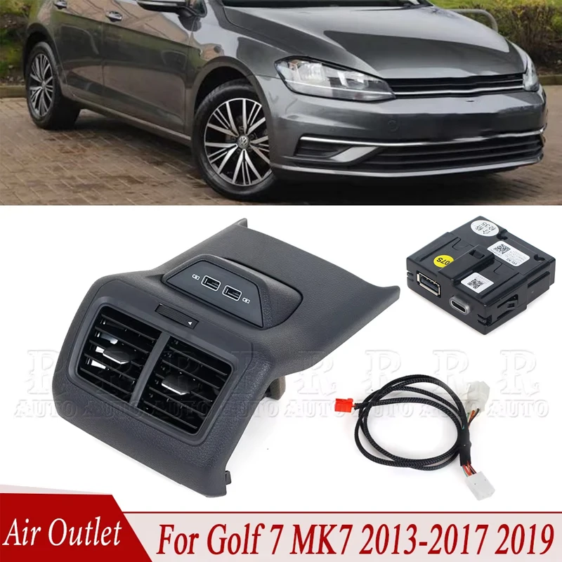 

For VW Golf 7 MK7 2013-2017 2019 Air Outlet Rear Vent Trim Frame A/C Outlet Center Armrest With USB C Type-C 5GG 864 298B 82V