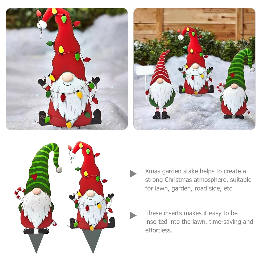 

2pcs Christmas Garden Stake Outdoor Decor Santa Lawn Insert Xmas Yard Sign Holiday Party Decoration For Garden Courtyard Park