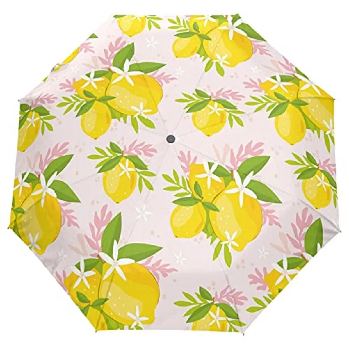 Yellow Lemon Travel Umbrella Cartoon Fruit Folding Rain Umbrellas Windproof Compact Lightweight for Adults Teens Kids Boys Girls