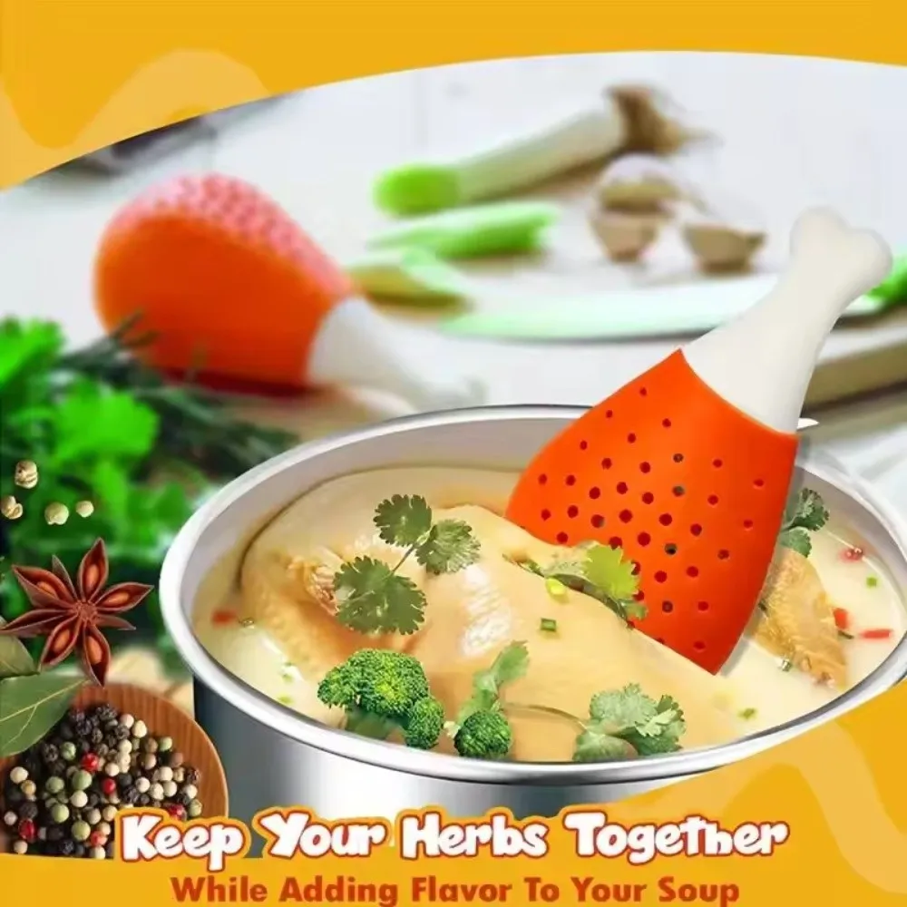 

Creative Chicken Leg Spice Filter Silicone Food Grade Seasoning Pack Soup Filter Easy Clean Reusable Soup Making Filter