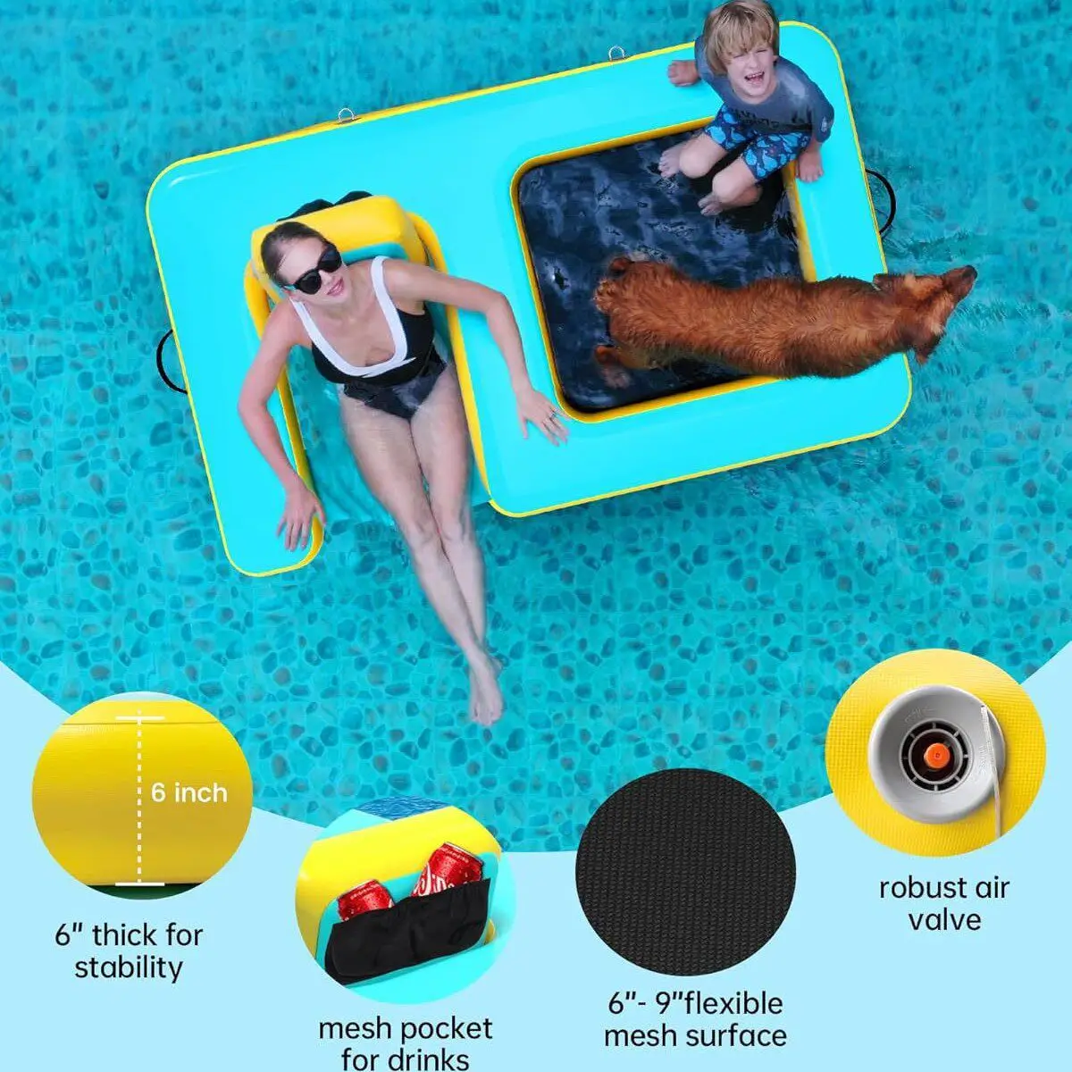 Innovative Inflatable Dog Pool Floating Bed with Seat Durable Thickened PVC Water Kayak