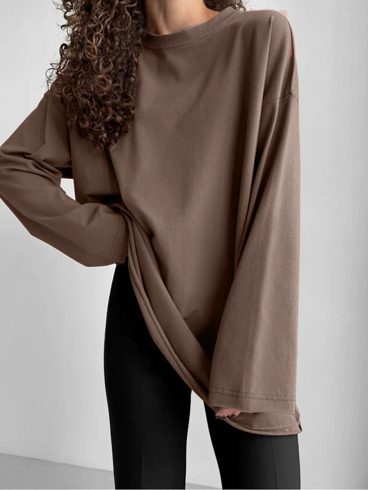 

Basic Crew Neck T-Shirt Women's Oversized Pullover Sweatshirt Fashionable Casual T-Shirt Women's Top Girls' Clothing