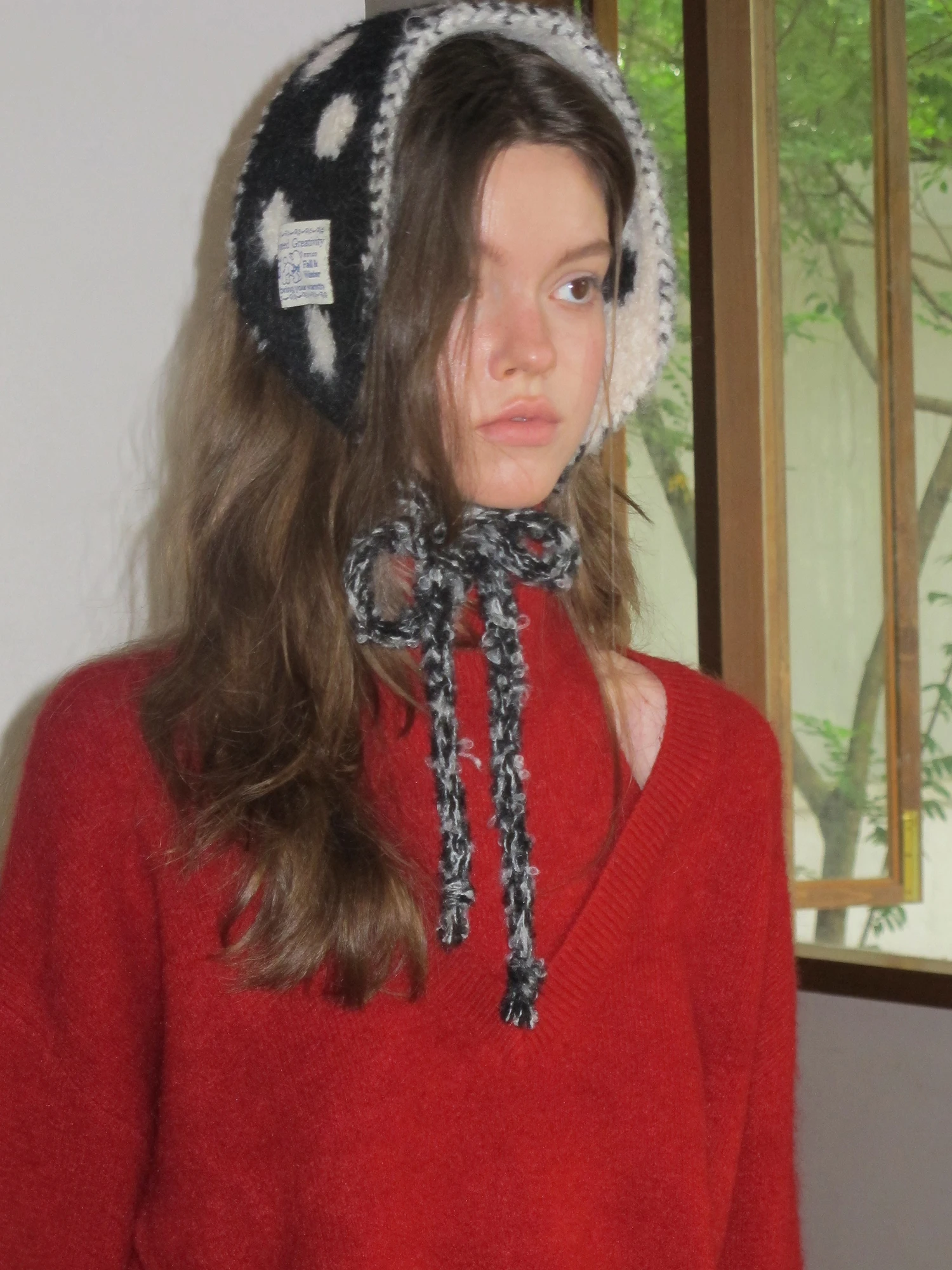

Black Polka Dot Scarf with Ear Covers Korean Style Versatile Warm Neck Warmer 2025 Winter New Arrival Youth Polyester Fiber