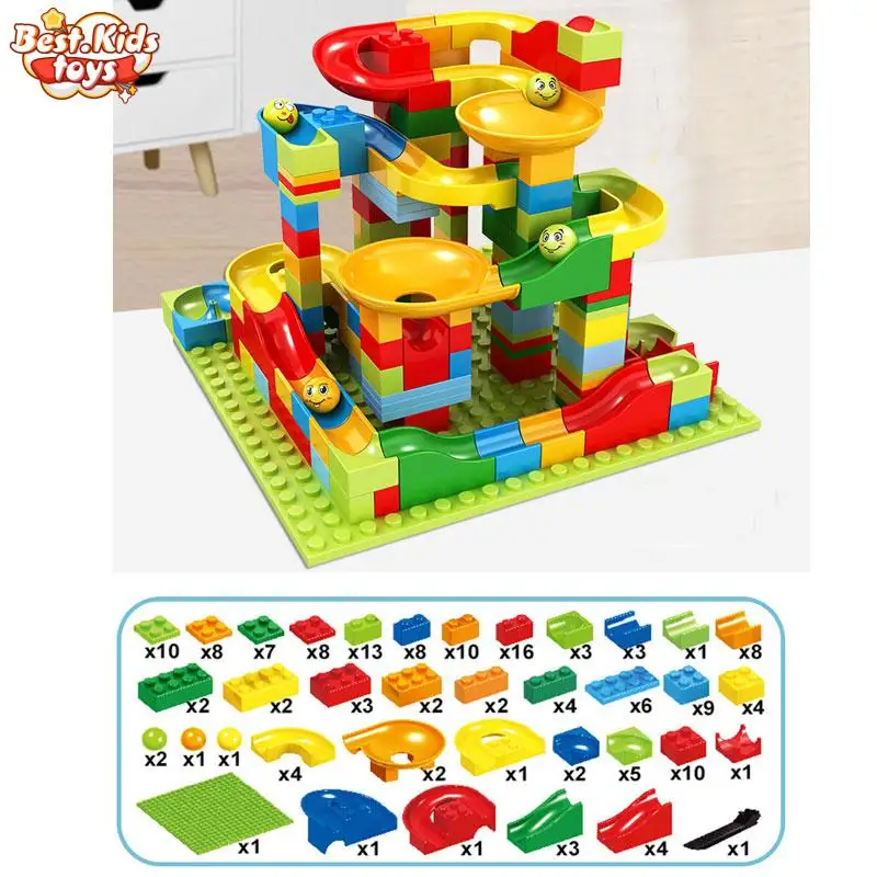 DIY Marble Race Run Compatible Building Blocks Kids Toys Slide Block Plastic Funnel Educational Assembly Bricks Toys Boys Gift