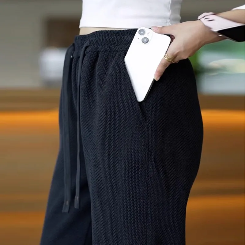 

Men's Fce Lined Casual Pants Straight Leg Wide Leg Long Pants Warm Sports Trousers Comfortable Polyester Fiber Knitted