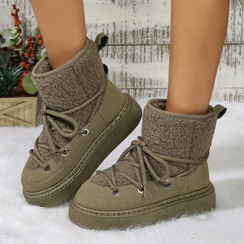 New Winter Casual Snow Boot Versatile Fashion Women Ankle Boot Warm Thick Bottom Women Shoe Anti Slip Height Increas Cotton Shoe