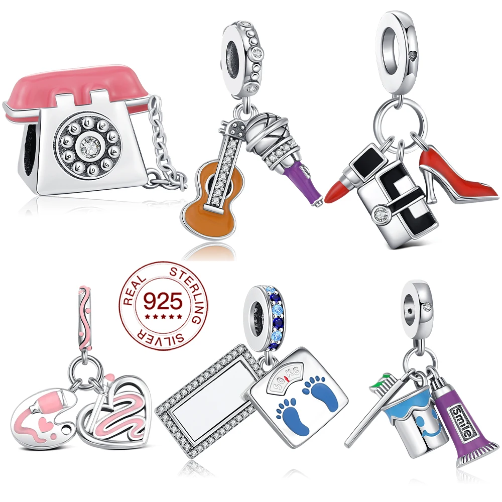 Original 925 Sterling Silber Anhänger High Heels Charms DIY Mode Schmuck Machen Zubehör Perlen Frau Täglichen Tragen Geschenke