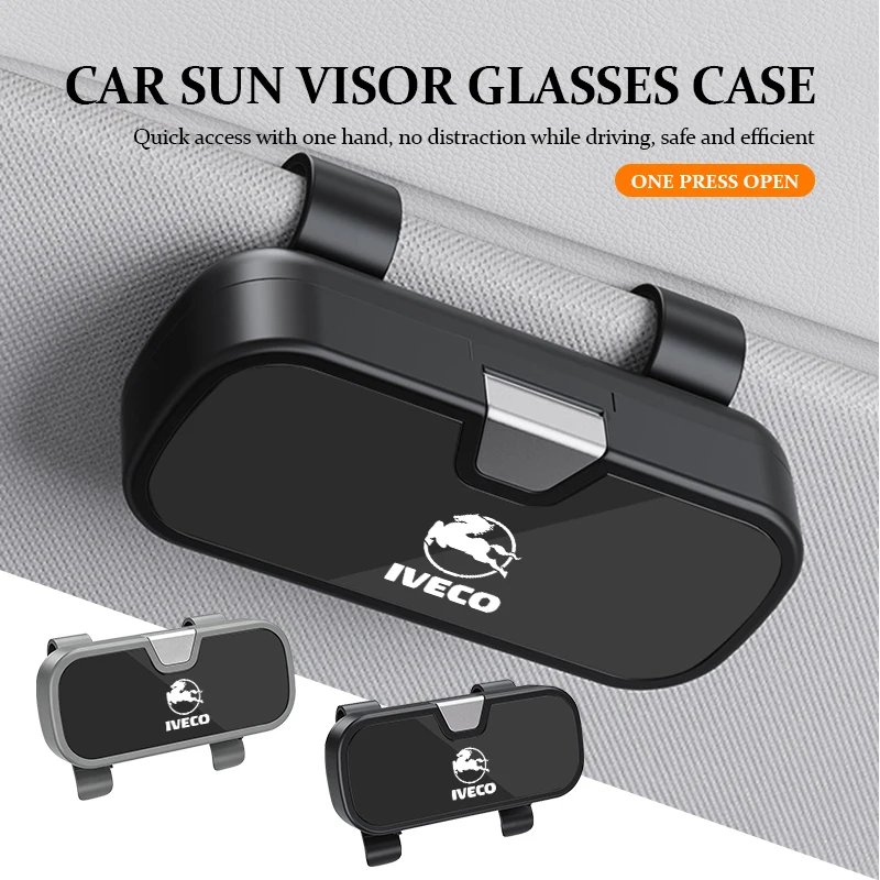 Caja para gafas de sol con visera solar para coche, soporte de almacenamiento para gafas de coche para IVECO Daily e-Daily 4x4 Eurocargo S-eWay T-Way Stralis ‌