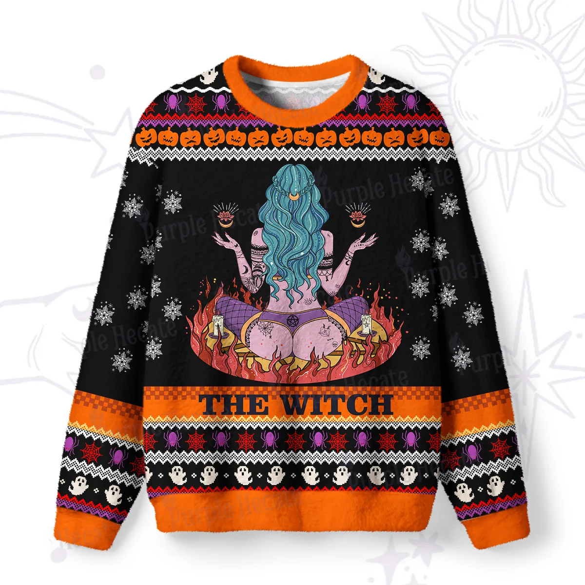 Y2K Women's Autumn and Winter Season Top, Home Casual Hoodie, Witch Print Loose Long Sleeved Hoodie S-XXXL Size