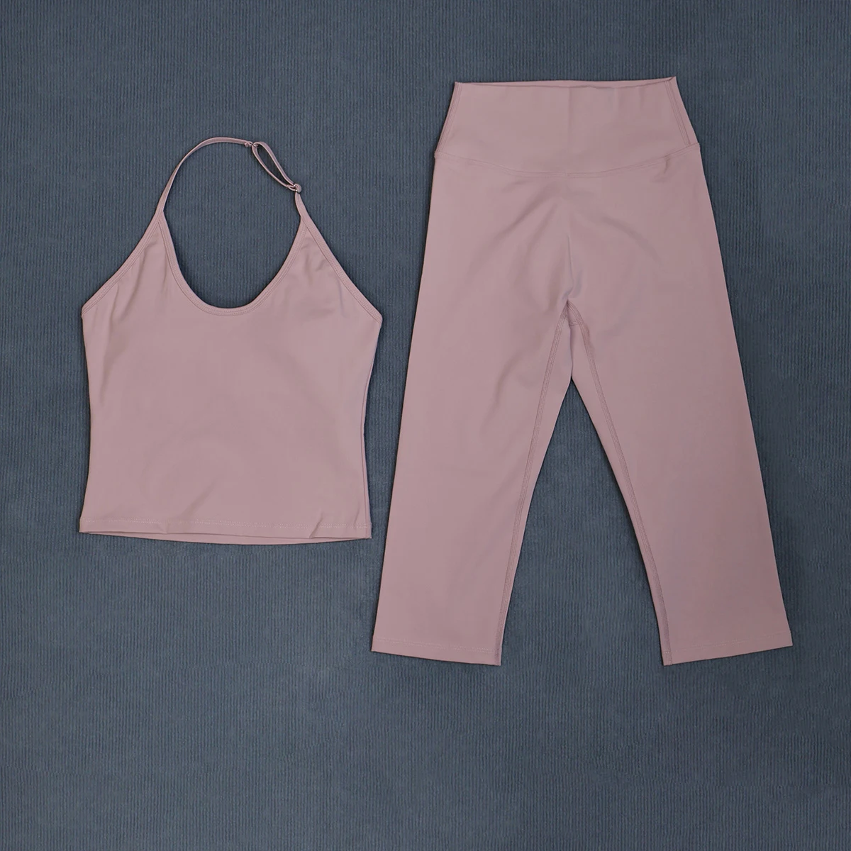 Damen Sommer-Sportset 2-teilig Ärmellose Stoßfeste Weste Capri-Leggings 3/4 Zweiteiliger Fitness-Yoga-Laufanzug für Outdoor-Aktivitäten – Detail 19