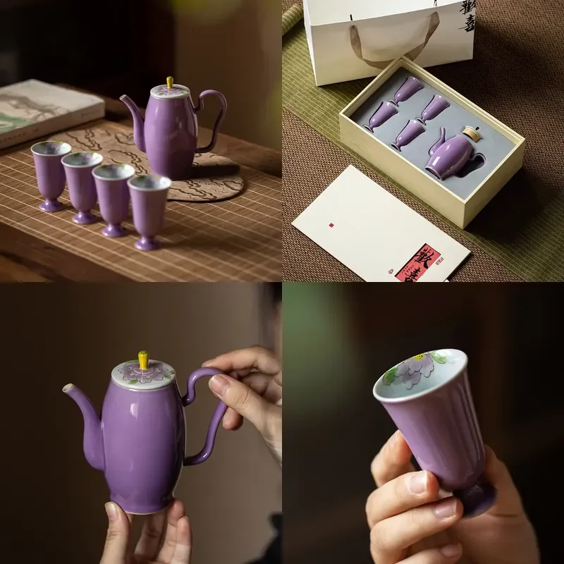 【CHIMU HOME】 Hand Drawn Teaware Set for Song Chaise Pot Chinese Porcelain Kung Fu Set Gift