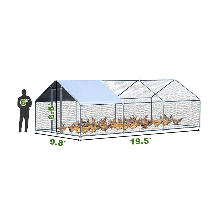 

Extra-Large Metal Chicken Coop with Pointed Roof-Shape Waterproof Rabbit Habitat Cages for Walking Running Poultry New Condition
